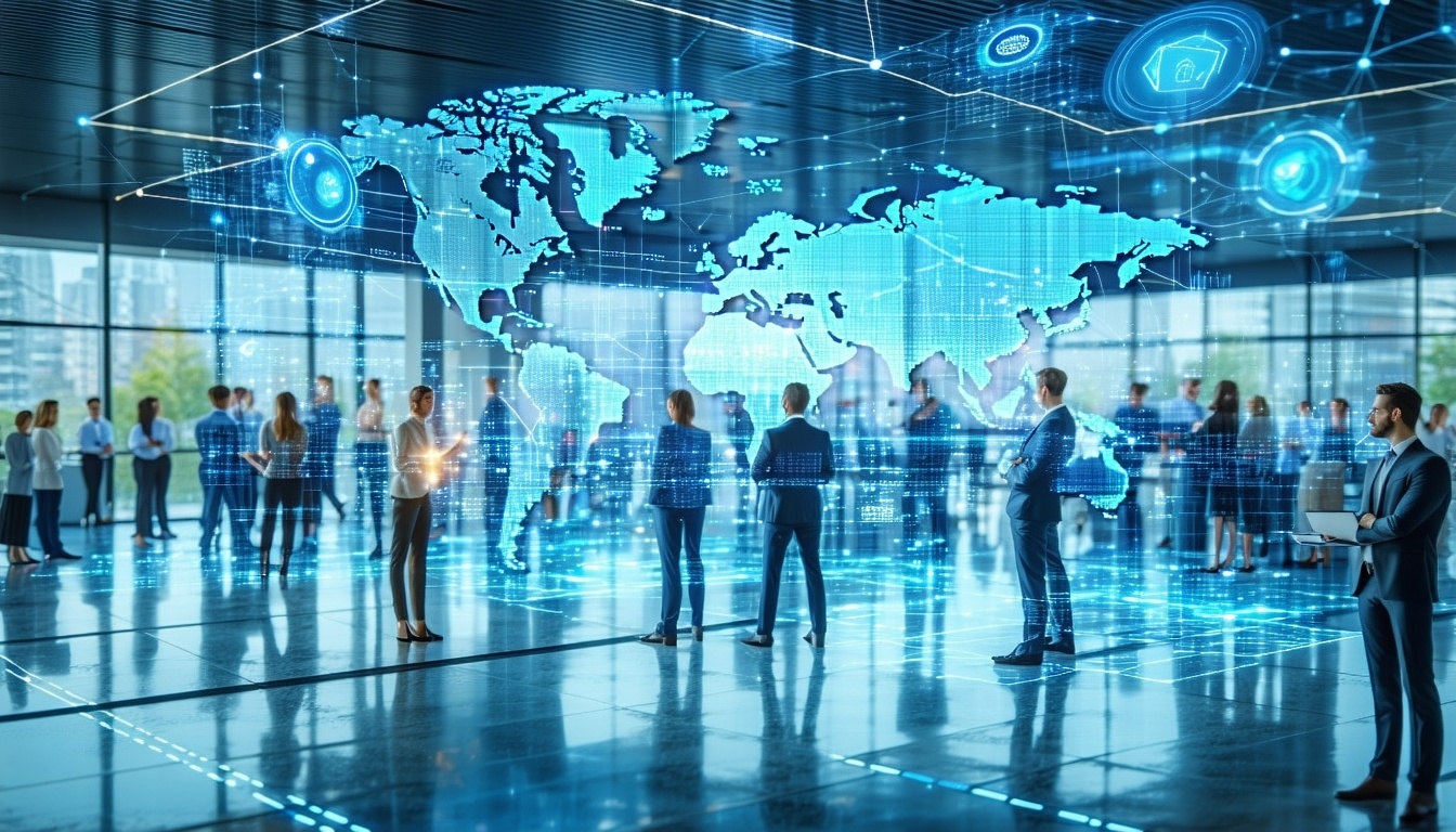 Architectural and engineering firm with digital network overlays representing IT strategy