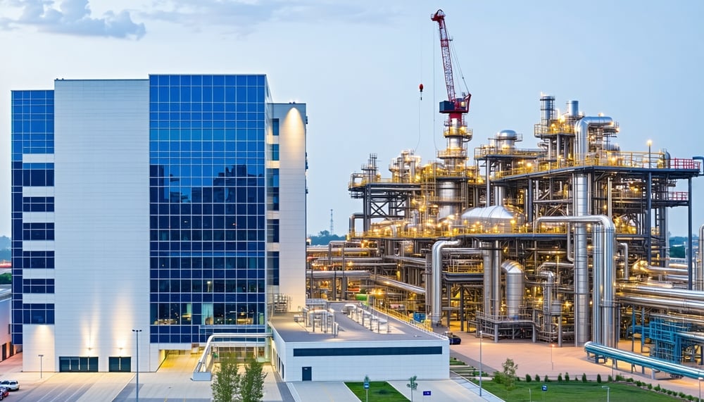 Graphics representing healthcare, AEC, and oil and gas industries